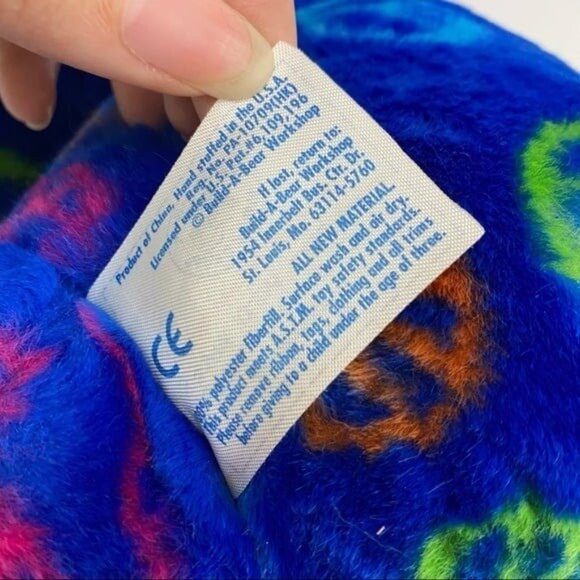 Build a Bear Teddy Bear Peace Signs Sitting Plush Stuffed Animal Blue Green Toy - Picture 8 of 9